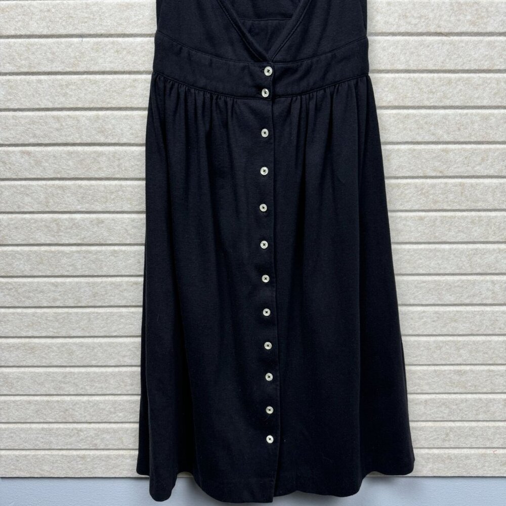 Lands End Women’s S Black Halter V-Neck Button-Up Midi A-Line Dress - Picture 3 of 10